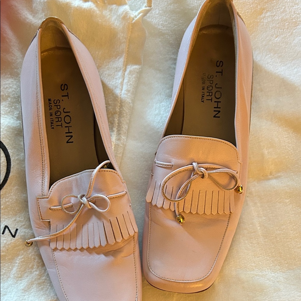 St. John Women's Blush Loafers with Fringe Detail